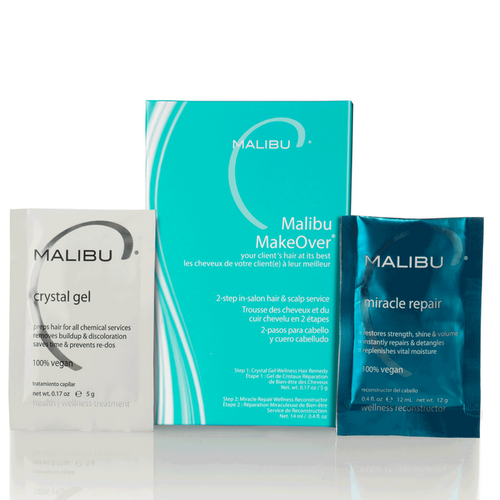 Malibu C MAKEOVER Hair Treatment 100% Vegan Crystal Gel + Miracle Repair
