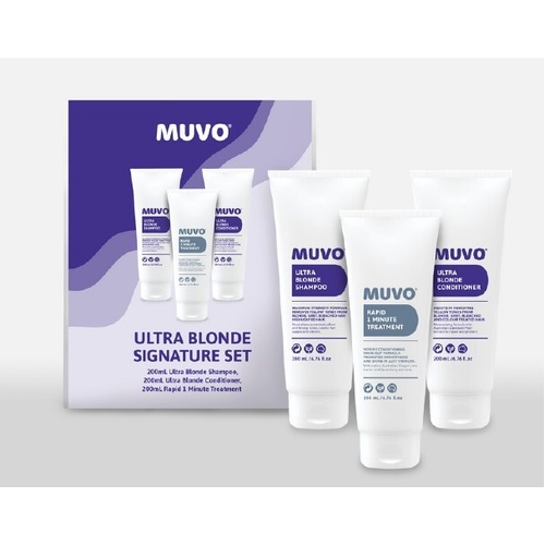 MUVO Ultra Blonde Signature 200ml Set - Shampoo Conditioner & Rapid 1 Minute Treatment