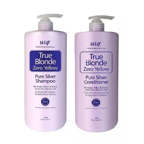 Hi Lift True Blonde Zero Yellow Pure Silver Shampoo & Conditioner 1000ml Duo
