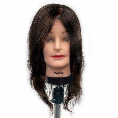 Elegant Mannequin Head NADIA Human Hair Medium 35 to 40cm In Length - Brown Hair