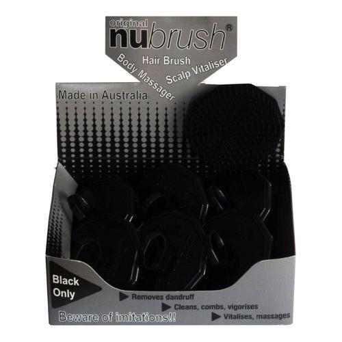 NuBrush Box of 12 - BLACK Hair Body Scalp Nu Brush