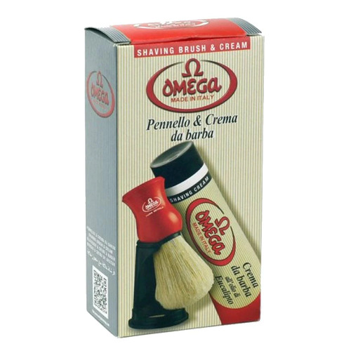 Omega Shaving Brush and Cream Set - Made in Italy 
