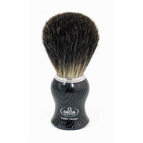Omega Pure Badger Hair Carbon Fibre Look Handle Shaving Brush Shave - 6650