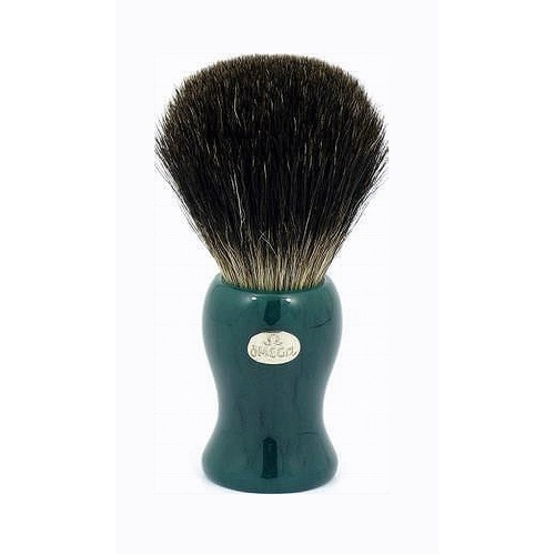 Omega Pure Black Badger Hair Shaving Brush - Jade Green Resin Shave Handle - 6218
