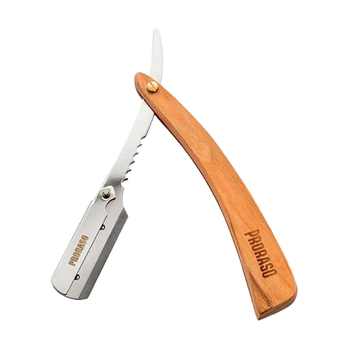 Proraso Folding Wood Handle Razor - Cut throat Shaving Blade
