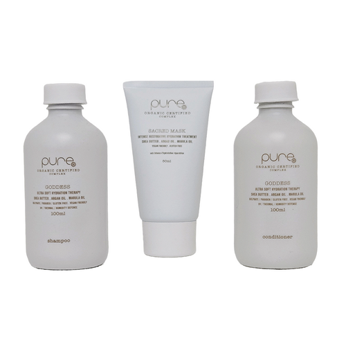Pure Travel Pack - Goddess Shampoo & Conditioner 100ml + Sacred Mask Treatment 50ml