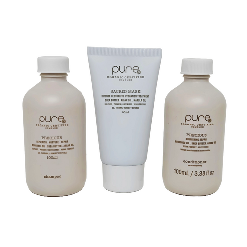 Pure Travel Pack - Precious Shampoo & Conditioner 100ml + Sacred Mask Treatment 50ml