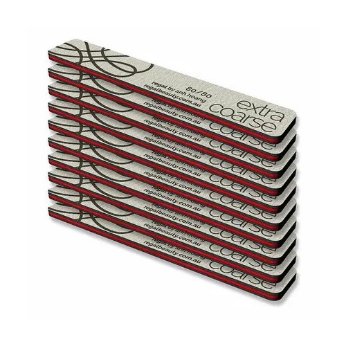 Regal by Anh Rectangle EXTRA COARSE 80/80 Nail File 10 pack