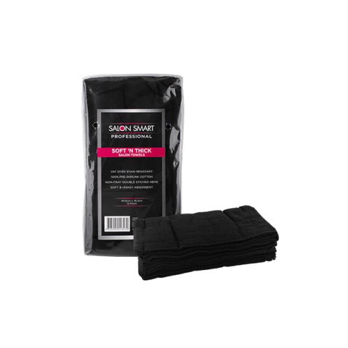 Salon Smart Professional Soft N Thick Black Salon Towels 12 pack