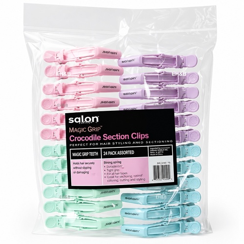 Salon Concepts Mega Grip Crocadile Hair Section Clips 24 Pack - Pastel Colours
