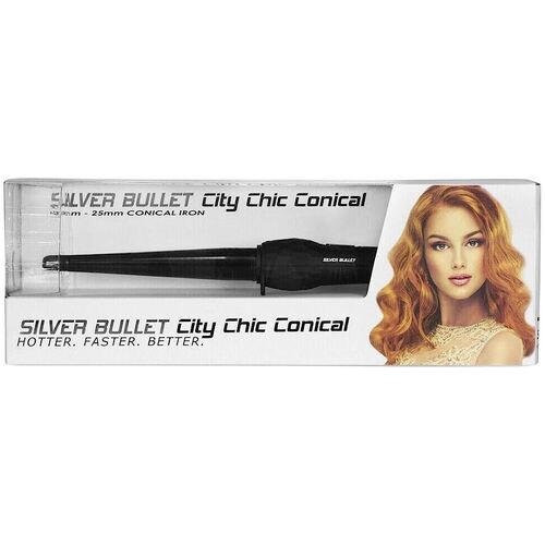Silver Bullet City Chic REGULAR 13-25mm Conical Curling Iron + Heat Protective Mat
