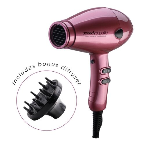 Speedy Supalite Ionic Ceramic Professional Hairdryer BLUSH + Diffuser Supa Lite