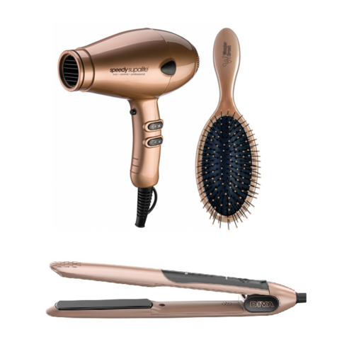 Speedy Supalite Gold Hairdryer - Limited Rose Gold Diva Glam Style + Brush Pack