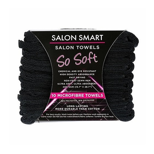 Salon Smart So Soft Microfibre Salon Towels BLACK 10pk 40cm x 73cm Micro Fibre