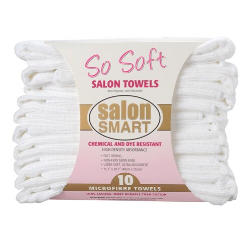 Salon Smart So Soft Microfibre Salon Barber Towels WHITE 10pk 40cm x 73cm Micro Fibre