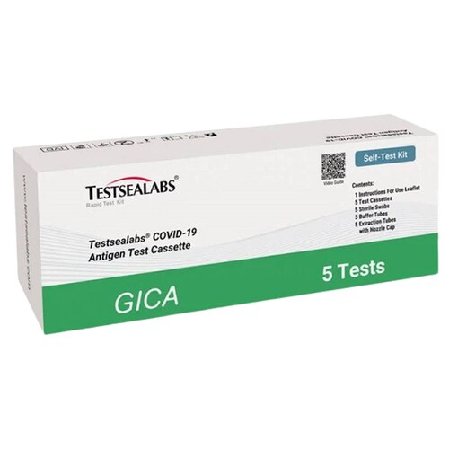 TESTSEALABS COVID-19 Nasal Rapid Antigen Self Test Kit Cassette 5 Pack