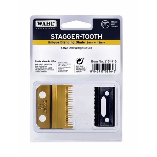 Wahl Professional 5 Star MAGIC Clip Gold Stagger Tooth Replacement Blade Set - WA2161-708