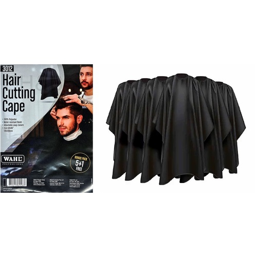 Wahl Professional Cutting Cape 100% Polyester Bonus Value Pack 5 + 1 - Black